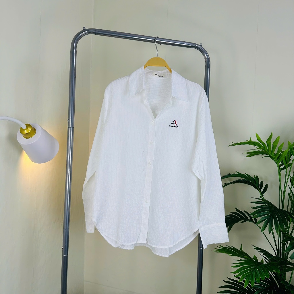 Áo Sơ Mi Nữ Kẻ Sọc Thêu The Camel, Sơ Mi Chất Cotton Đũi Mềm Mại, Thấm Hút Mồ Hôi Freesize|TiQi Clothing