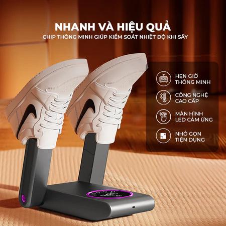 Máy sấy giày thông minh công suất 150W 3 chiều xoay 360 độ có tia UV khử mùi, khử khuẩn cao cấp ntt95