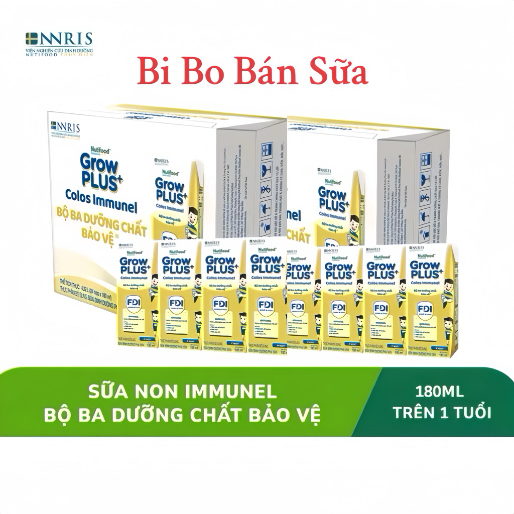 COMBO 2 Thùng 48 Hộp Sữa Bột Pha Sẵn Nutifood GrowPLUS+ Immunel - 180ml [24 hộp/thùng]