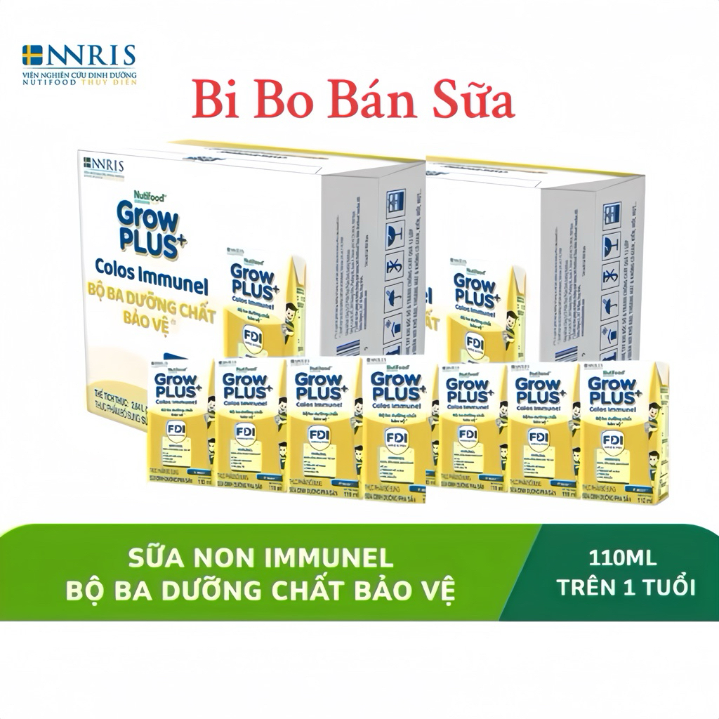 COMBO 2 Thùng 48 hộp Sữa Bột Pha Sẵn Nutifood GrowPLUS+ Immunel - 110ml