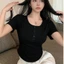 Áo thun babytee nữ phối 3 cúc cài dáng ôm body siêu tôn giáng fresize 38-55kg