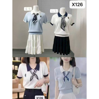 LT - Áo len mongtoghi nữ tay cộc hình gấu thêu, tặng kèm khăn cổ bẻ 1199