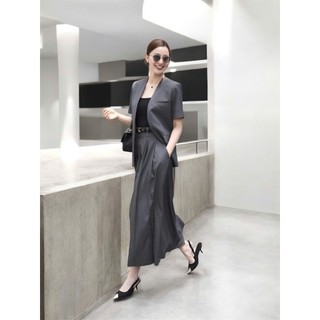 [TẶNG KÈM ĐAI] VT250341 - Set Bộ Vest Nữ Công Sở Áo Blazer Tay Ngắn + Chân Váy Dài Xếp Ly Dáng Suông