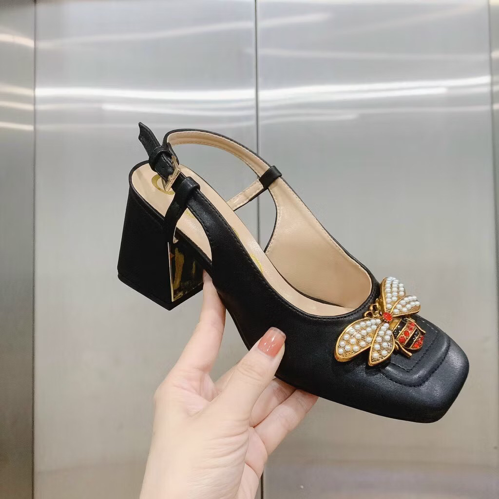 Sục Hở Gót Cài Dây Ong Xinh Đế Cao 6Cm Đế Vuông Kiểu Dáng Nhẹ Nhàng Tiểu Thư