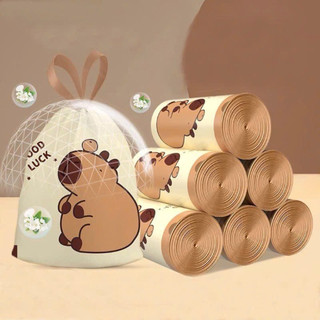 Cuộn 100 túi rác, có dây rút buộc miệng hình cappy 🌸🌸🌸