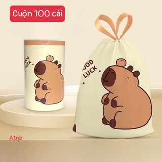 Cuộn 100 túi rác, có dây rút buộc miệng hình cappy 🌸🌸🌸
