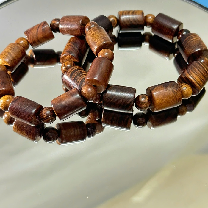 Vòng Tay Gỗ Vân Hổ Đốt Trúc 12-14mm Nam Nữ | Vân Đẹp, Phong Thuỷ May Mắn