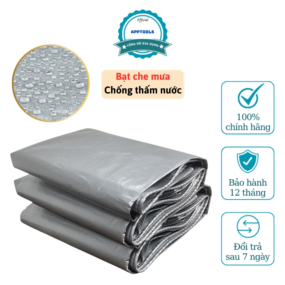 Bạt Che Nắng Mưa Khổ 4x5m và 3x5m ,Nhựa PE phủ 2 lớp chống thấm nước,Tặng Móc Treo