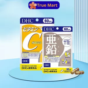 Combo 60 ngày gồm viên uống Vitamin C DHC gói 120 viên & Kẽm DHC gói 60 viên Nhật Bản chính hãng