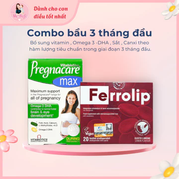 Combo Mẹ Bầu 3 tháng đầu Pregnacare Max + Sắt Chela & Sifer, bổ sung vitamin mẹ bầu - Mẹ Rofi