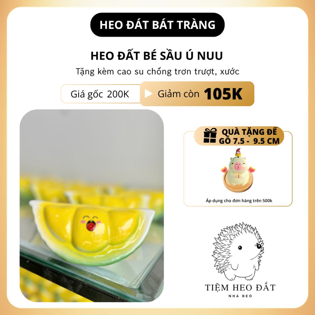 Heo Đất Hình Trái Sầu Dễ Thương – Gốm Sứ Bát Tràng – Hộp Tiết Kiệm Mini