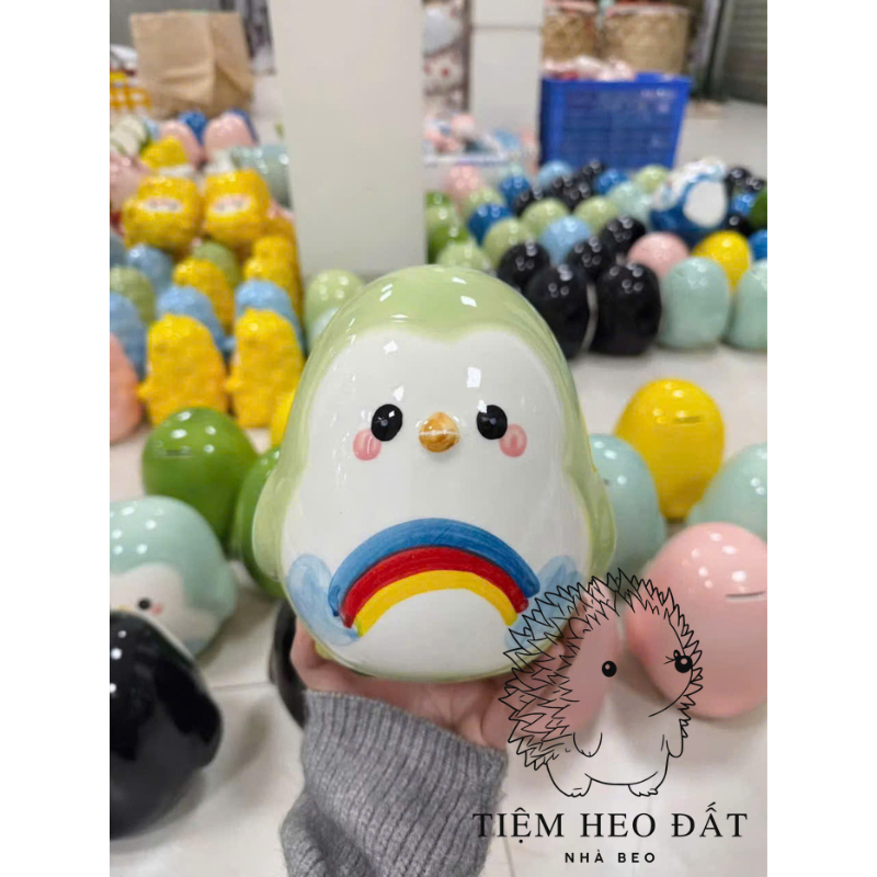 Heo Đất Cánh Cụt Cầu Vồng – Gốm Sứ Bát Tràng – Hộp Tiết Kiệm Dễ Thương Cho Bé & Trang Trí Nhà
