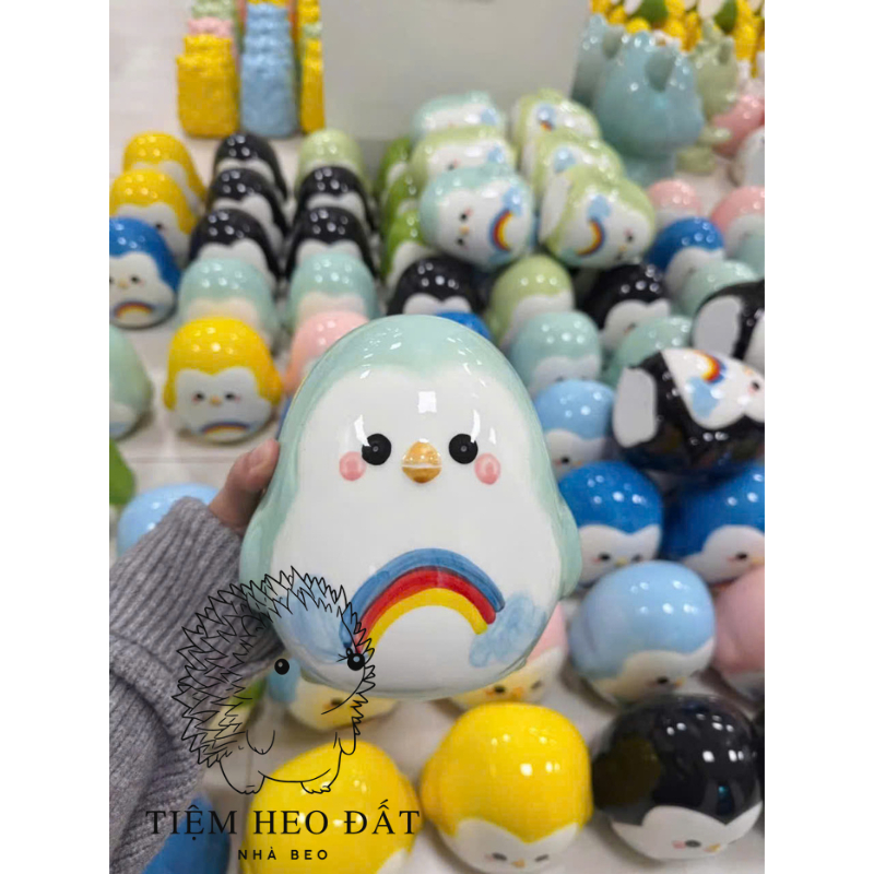 Heo Đất Cánh Cụt Cầu Vồng – Gốm Sứ Bát Tràng – Hộp Tiết Kiệm Dễ Thương Cho Bé & Trang Trí Nhà