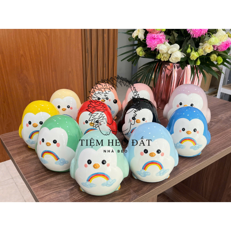 Heo Đất Cánh Cụt Cầu Vồng – Gốm Sứ Bát Tràng – Hộp Tiết Kiệm Dễ Thương Cho Bé & Trang Trí Nhà