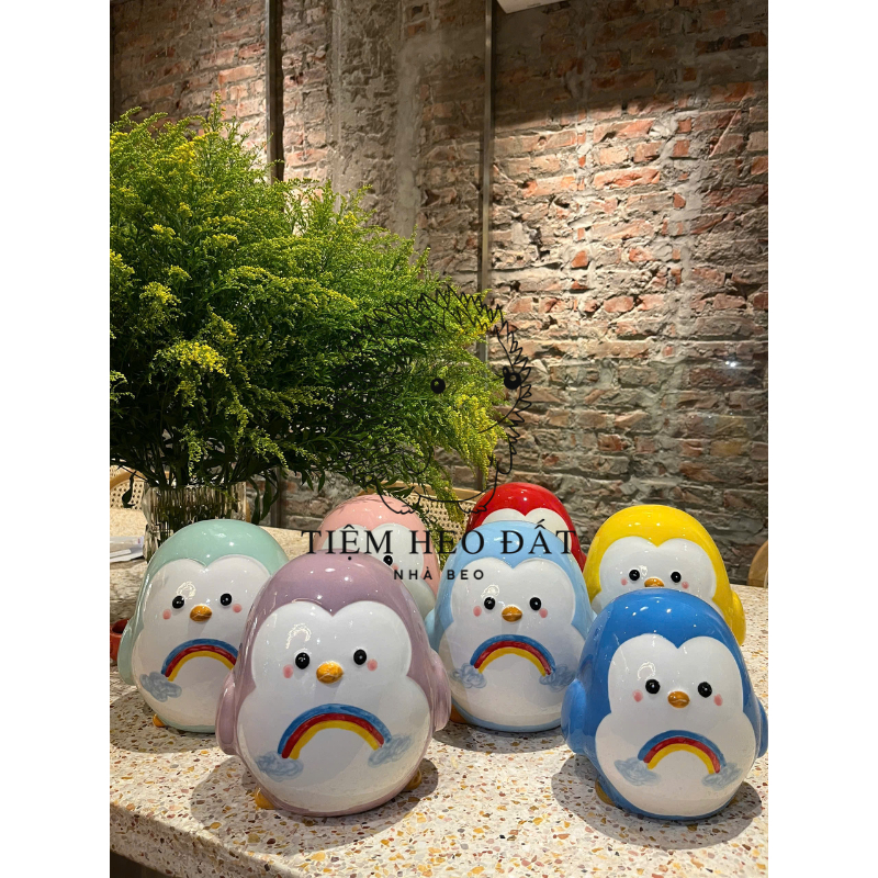 Heo Đất Cánh Cụt Cầu Vồng – Gốm Sứ Bát Tràng – Hộp Tiết Kiệm Dễ Thương Cho Bé & Trang Trí Nhà