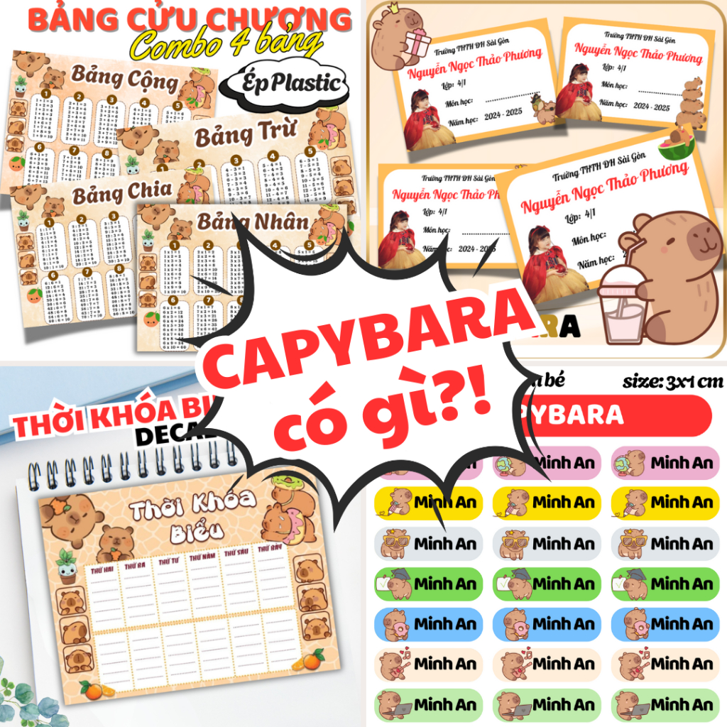 CAPYBARA có gì? ( Nhãn vở, nhãn sách, bảng tên, Thời khóa biểu, Bảng ...