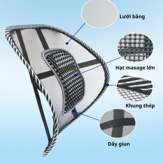 Tấm tựa lưng ghế ô tô – văn phòng | Đai giảm đau nhức mỏi lưng, bảo vệ cột sống, thoáng khí dễ chịu