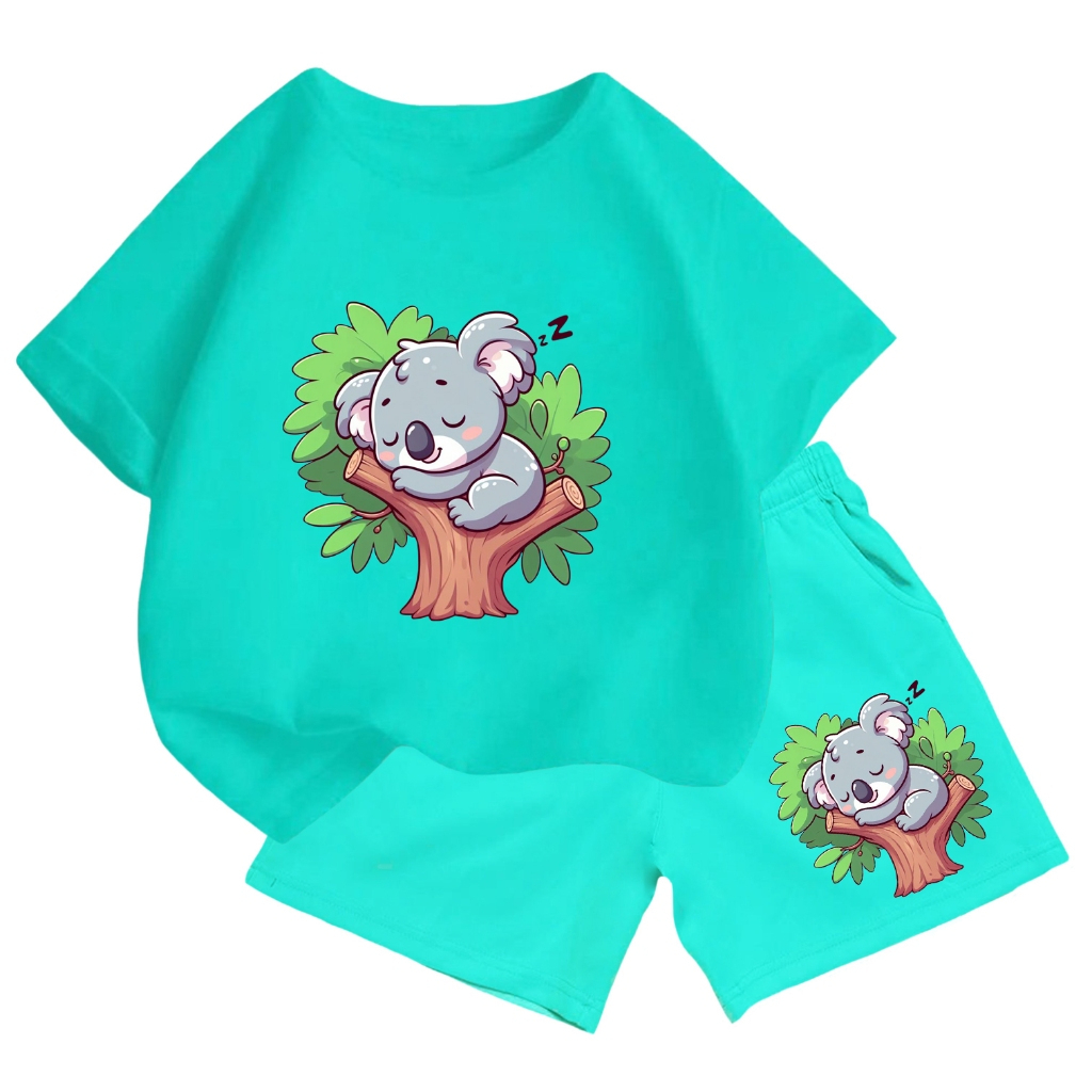 Set Bộ Cotton Cho Bé – Hình Gấu Koala Ngủ Trên Cây Đáng Yêu, Chất Vải Mềm Mịn, Thoáng Khí (M 248)