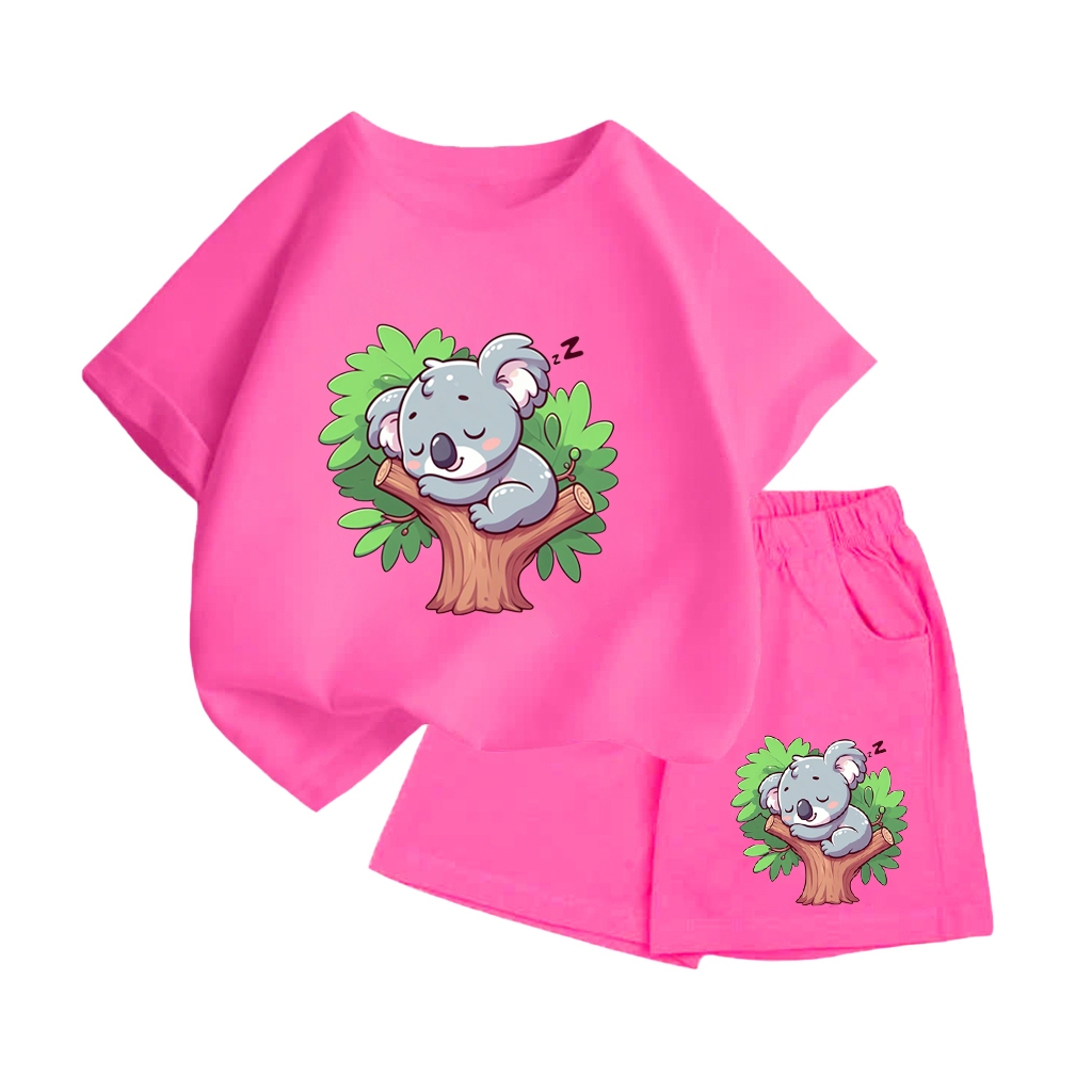 Set Bộ Cotton Cho Bé – Hình Gấu Koala Ngủ Trên Cây Đáng Yêu, Chất Vải Mềm Mịn, Thoáng Khí (M 248)