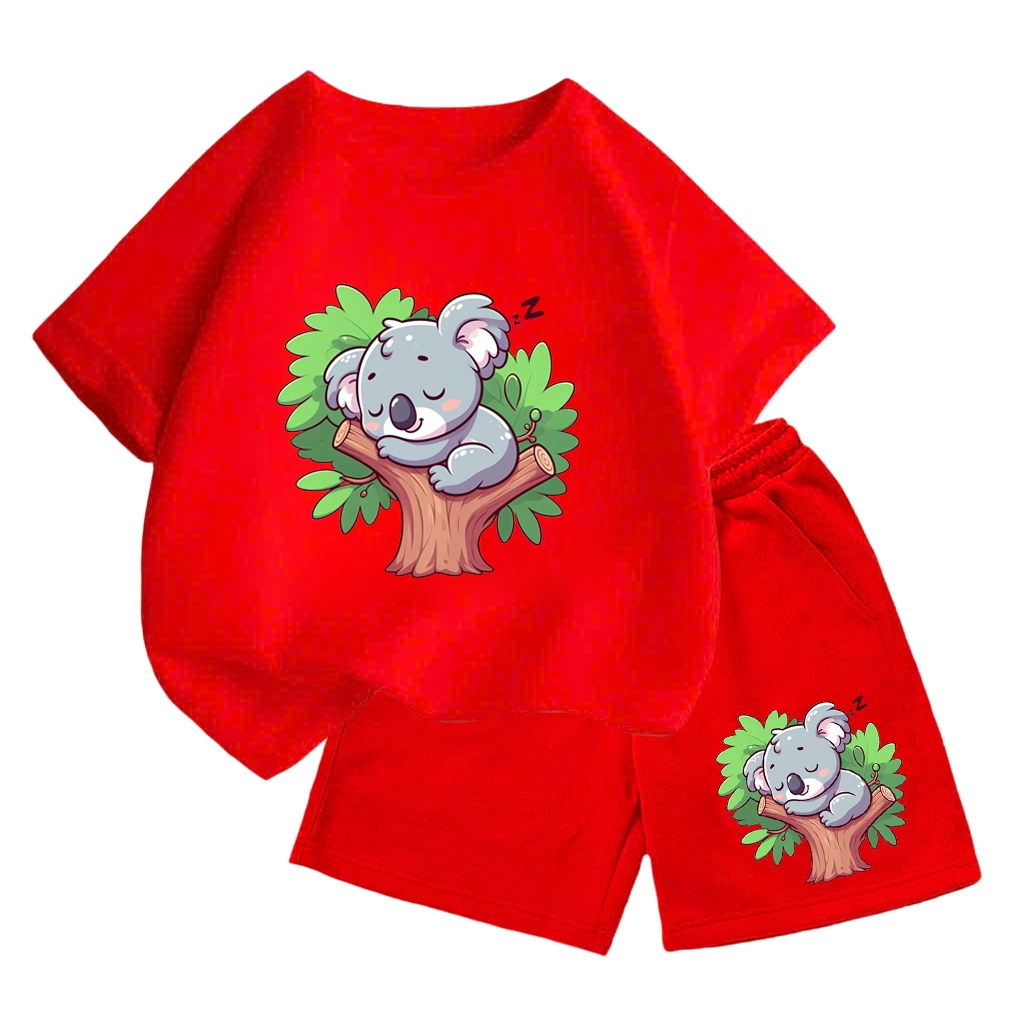 Set Bộ Cotton Cho Bé – Hình Gấu Koala Ngủ Trên Cây Đáng Yêu, Chất Vải Mềm Mịn, Thoáng Khí (M 248)