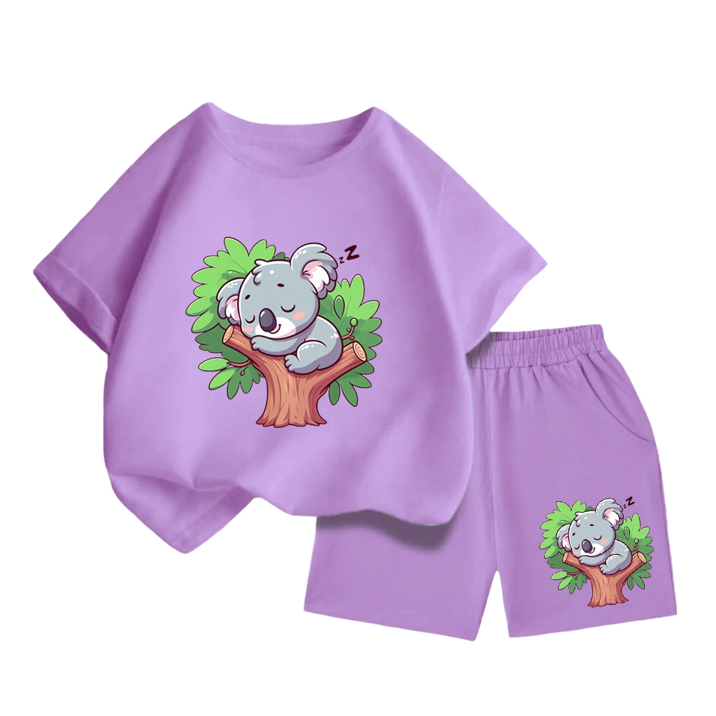 Set Bộ Cotton Cho Bé – Hình Gấu Koala Ngủ Trên Cây Đáng Yêu, Chất Vải Mềm Mịn, Thoáng Khí (M 248)