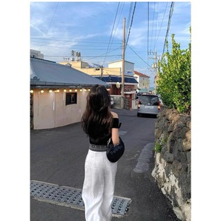 Babe - | LY LINEN | Quần Linen dáng xuông lưng bản nhỏ