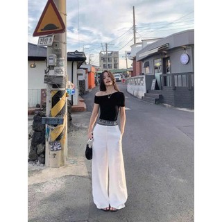 Babe - | LY LINEN | Quần Linen dáng xuông lưng bản nhỏ