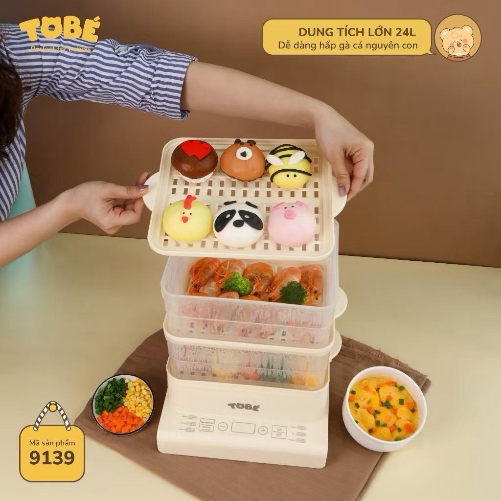 {Hot} Nồi hấp hơi nước 3 tầng Tobe cho cả gia đình