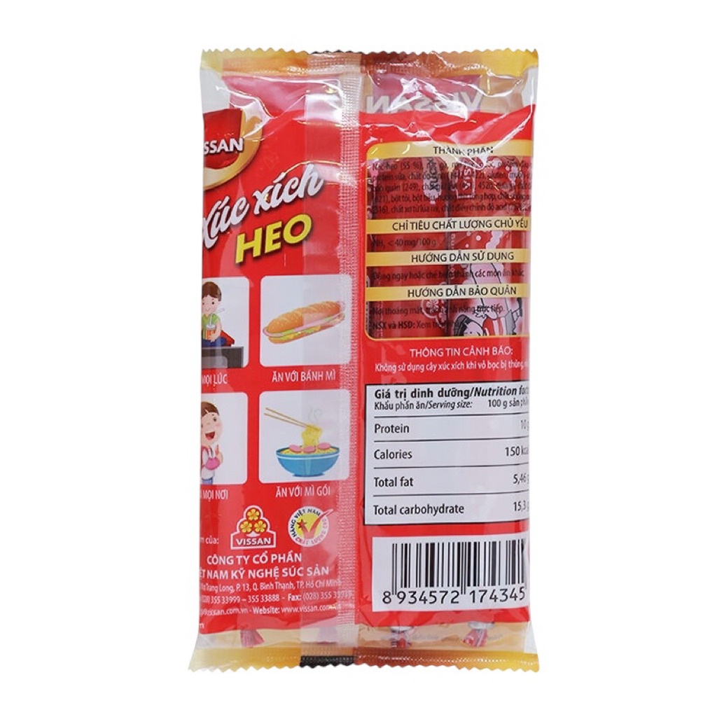 Vissan Combo 5 Gói Xúc Xích Dinh Dưỡng Heo Vissan 175g (5 cây x 35g) Date Mới Nhất