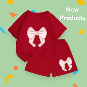 Bộ Quần Áo Mùa Hè Cotton Cho Bé – Vải Mềm Mại Thấm Hút, Thoáng Khí, Thiết Kế Hình Nơ Hồng (M 251)
