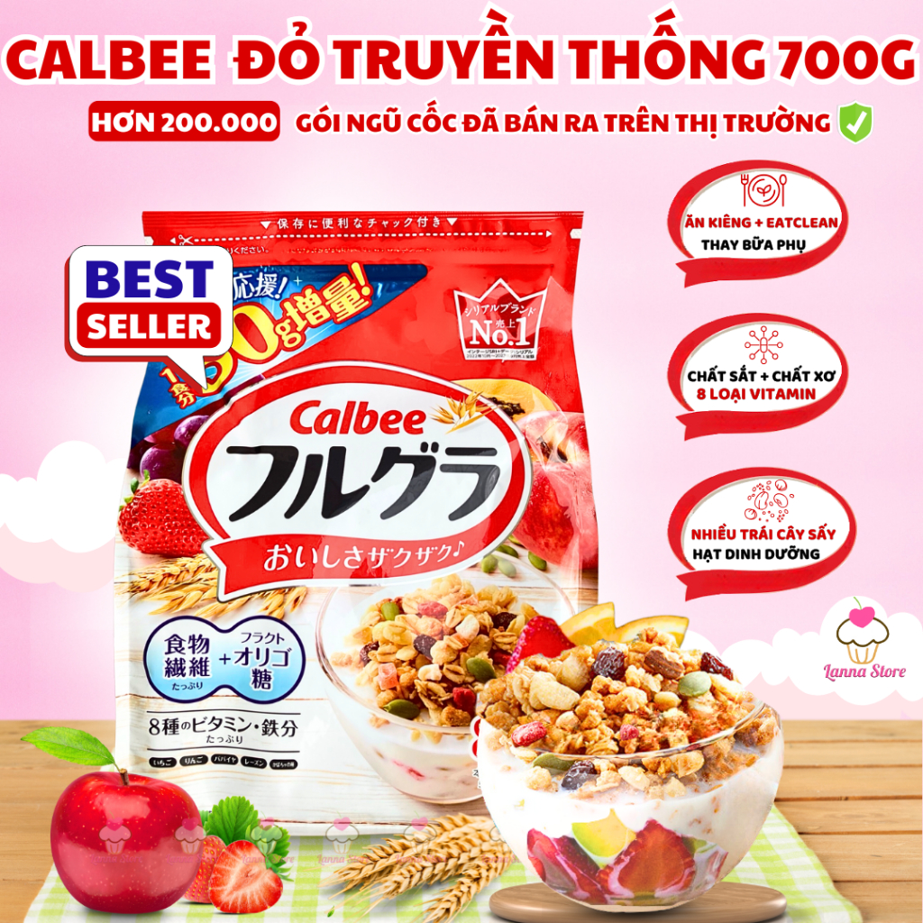 【LÔ MỚI】Ngũ cốc Calbee Đỏ Nhật Bản Mix Sữa Chua Trái Cây Granola Ăn ...