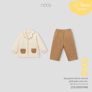 Nous Bộ Pyjama áo dài kèm quần caro cao cấp cho bé trai và bé gái