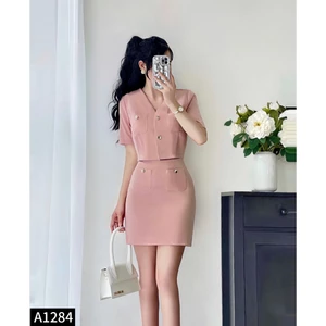 Set áo croptop + chân váy thanh lịch, tôn dáng A1284