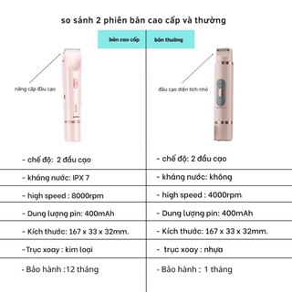 Máy Cạo Lông Đa Năng 2 Đầu Toàn Thân Vùng Kín Nữ Nam ( che tên ) An Toàn Chống Nước