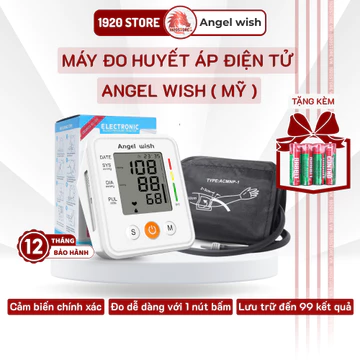 【Hỏa Tốc HCM】Máy Đo Huyết Áp Điện Tử Angel Wish, Cảm Biến Chính Xác, Lưu Trữ Đến 99 Kết Quả - Chính Hãng BH 12 Tháng