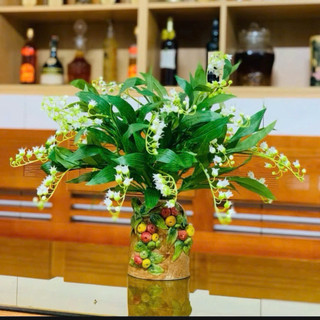 cành hoa linh lan vip 5 nhánh-50cm- hoa nhựa mô phỏng-trang trí bình hoa , không gian, quán cà phê, sự kiện...