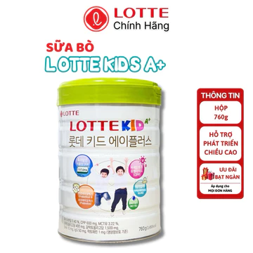 Sữa Bò Lotte Kid A+ Giúp Phát Triển Chiều Cao Cho Bé Từ 1 Tuổi - Sữa Bột Bổ Sung Canxi, Giúp Ổn Định Hệ Tiêu Hóa Của Bé
