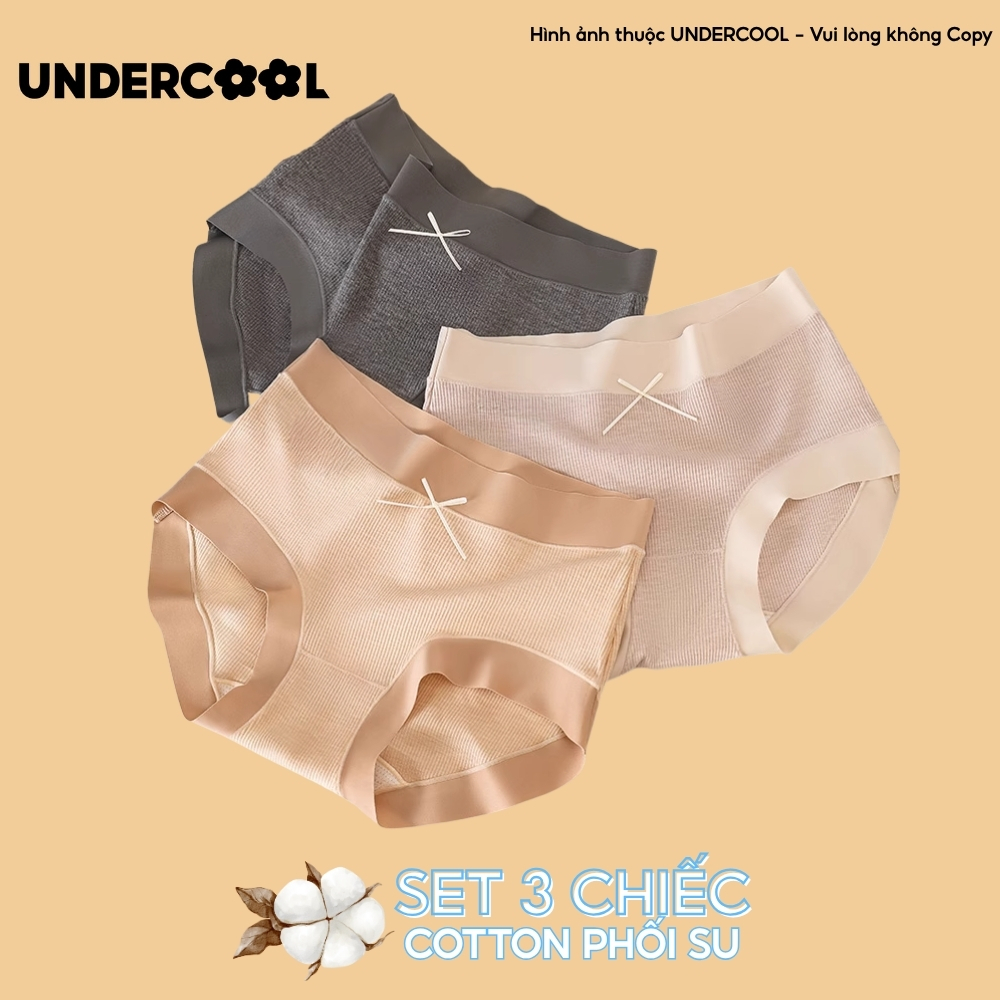Combo 3 Quần Lót Nữ Cotton Tăm Sợi Tre UNDERCOOL Siêu Mỏng Viền Su Thoải Mái, Đáy Kháng Khuẩn An Toàn CB-QL66