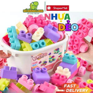 Đồ Chơi Xếp Hình Thông Minh BỐ KHỦNG LONG Gồm 50 Chi Tiết Bằng Nhựa Dẻo An Toàn Kèm Hộp Đựng Cho Bé