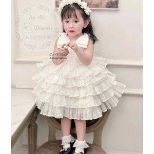 Váy công chúa trắng hồng siêu mềm bồng xòe cho bé