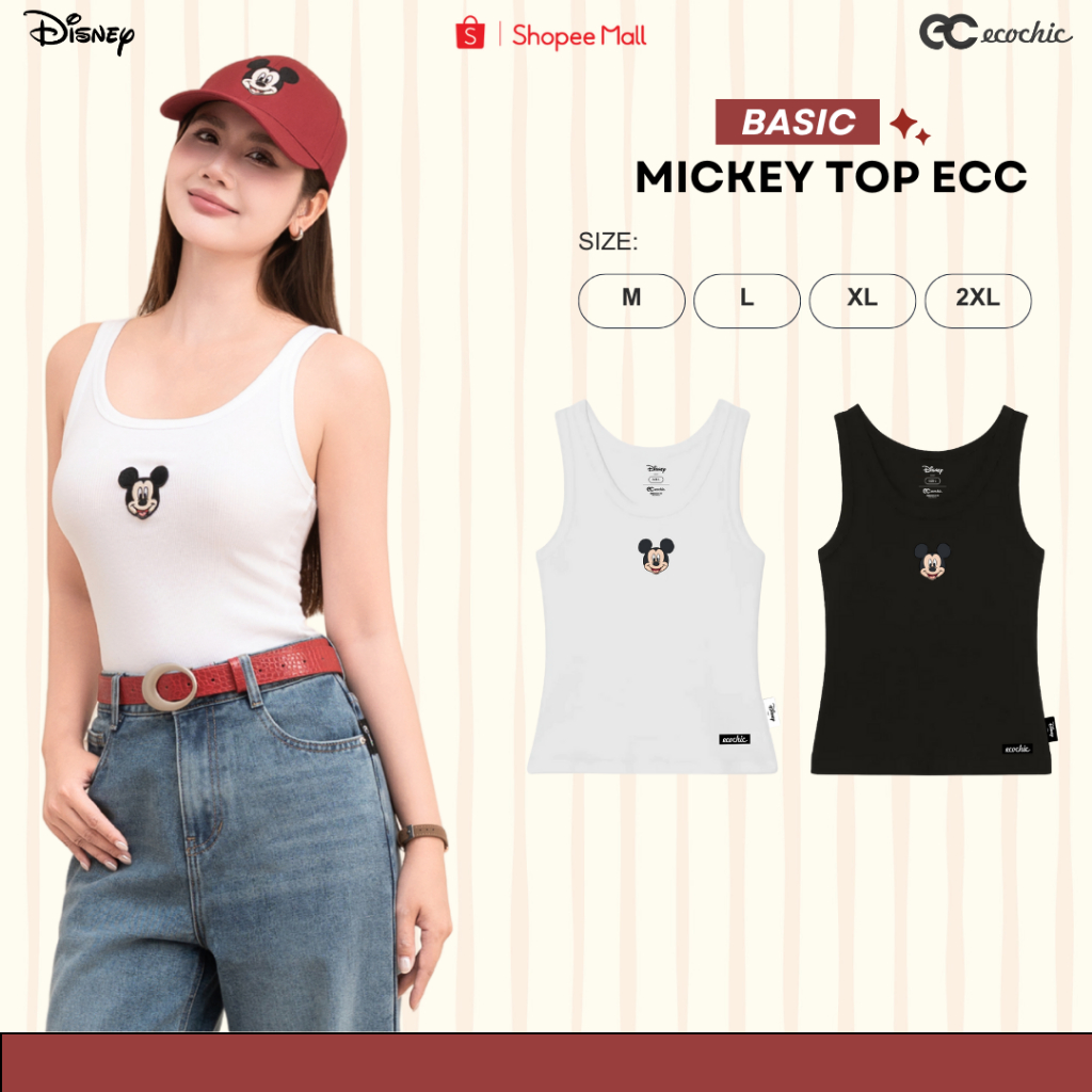 Áo Ba Lỗ Tank Top MICKEY ECOCHIC Chất Liệu Cotton Gân Thoáng Mát Mềm Mịn Hàng Chính Hãng Disney TT014