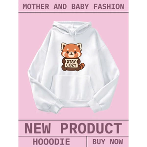Áo Hoodie Bé Trai Bé Gái – Hình Gấu Trúc Đỏ STAY COZY, Vải Nỉ Cotton Mềm Mịn, Giữ Ấm Tốt (M 256)