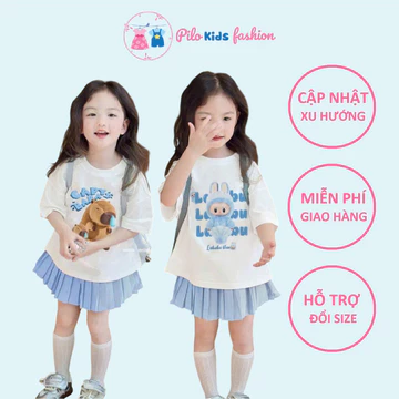 Đầm học sinh Labubu Capybara Babythree 10-30kg size đại Váy đi học váy học sinh BB3 hàng đẹp Pilokids