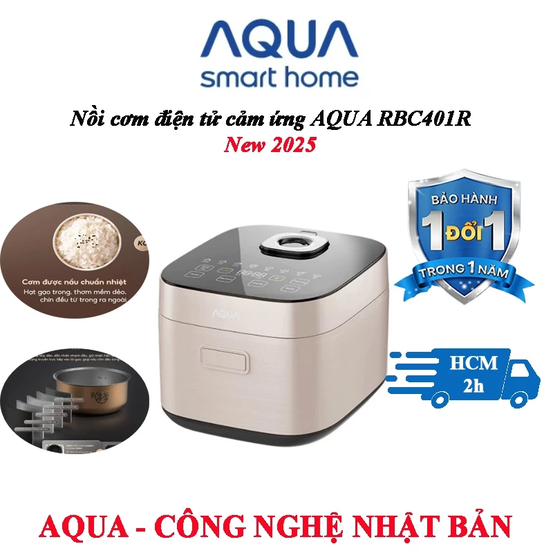 Nồi cơm điện tử cảm ứng AQUA RBC401R 1,5L - 10 chế độ nấu đa năng - BH đổi mới trong 1 năm — ảnh 1