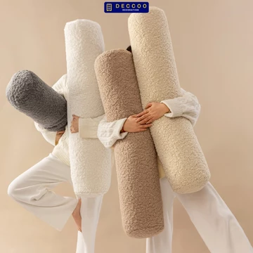 Gối Ôm Vải Lông Cừu, Gối Ôm Kèm Vỏ Gối Gòn Cao Cấp, Gối Sofa Dài Decor Phòng Khách