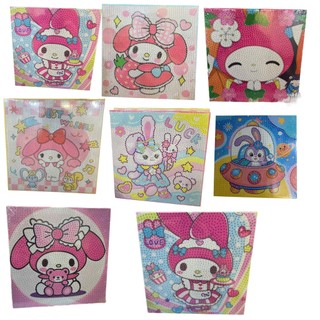 Tranh Đính Đá hoạt hình kurumi,melody,ktty, Lububu 20x20cm - Combo Kèm Khung Và Dụng Cụ, Gắn Đá DIY