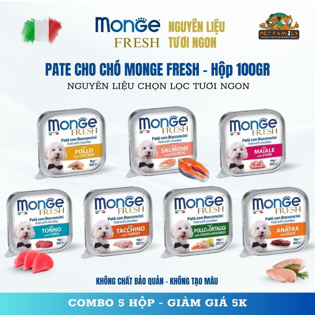 Pate Cho Chó Monge Fresh - Pate Cao Cấp Cho Cún - Nhập Khẩu ý - Petfamily FRESH100