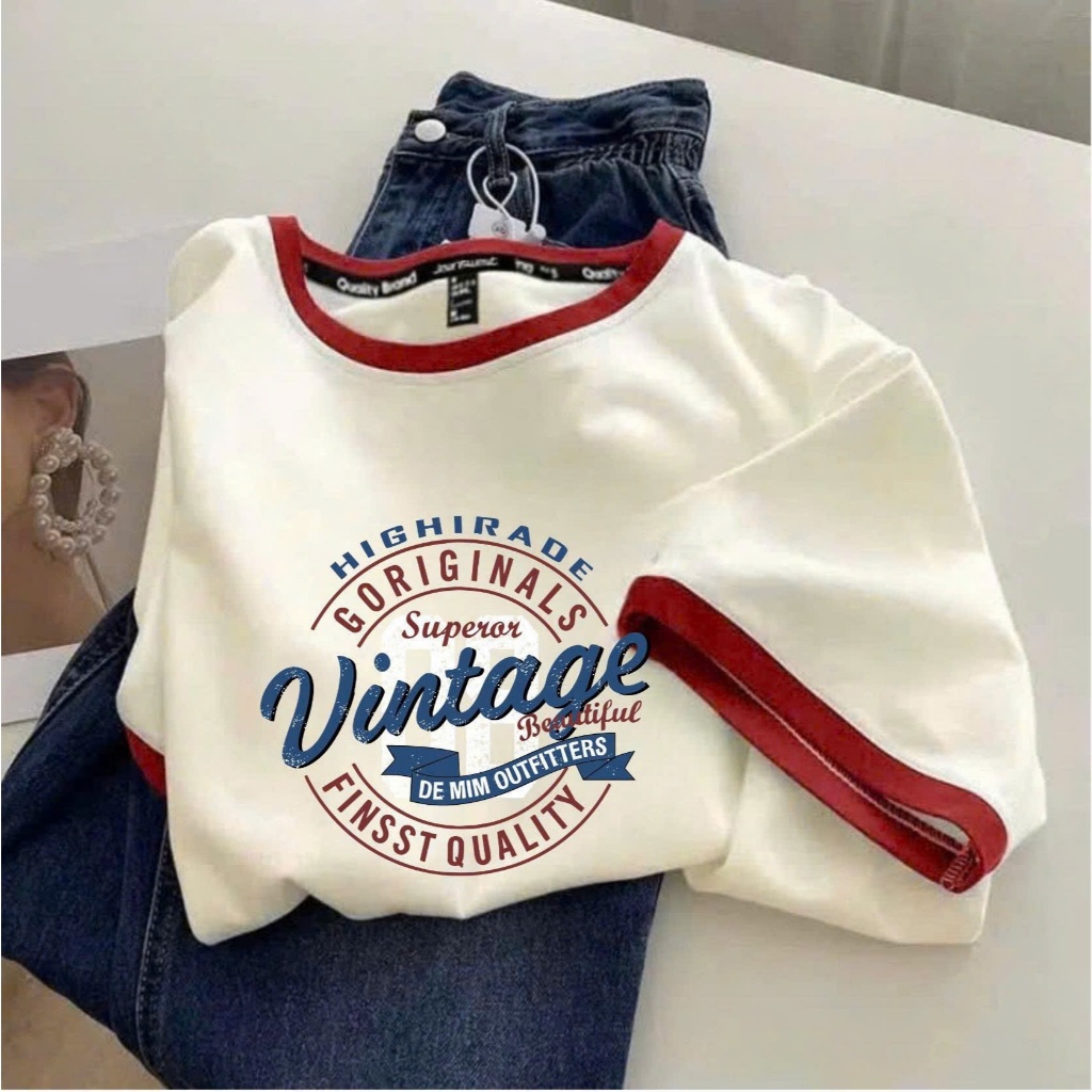 Áo thun nữ ngắn tay bo viền JULY FASHION, Áo phông bo viền in hình, Chất thun Cotton dày dặn mát mẻ, thấm mồ hôi