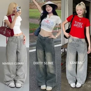 Quần Kaki Jean Bò Ống Suông Rộng Xuông Nữ CANA MS08 Jeans Cạp Cao Phong Cách Style