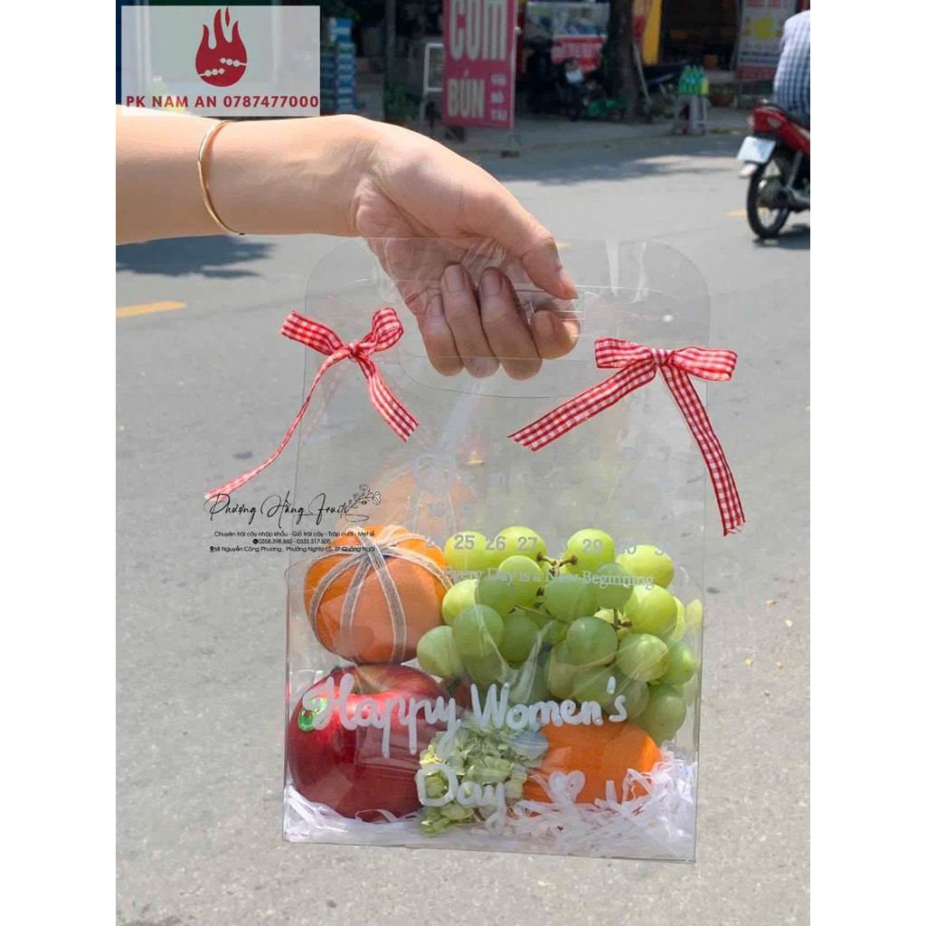 TÚI LỊCH BÓNG KÍNH CÓ MÀNG CHỐNG TRẦY ĐỰNG HOA,NƯỚC UỐNG, QUÀ TẶNG, TRÁI CÂY,... ANGIHOME